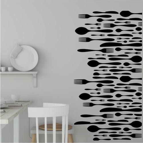 Szablon malarski do kuchni: jednorazowy pas dekoracyjny ze sztućcami od sufitu po podłogę