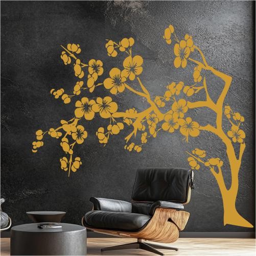 Złote naklejki z drzewami na ciemnej ścianie – jak dobrać kolor i uzyskać efekt premium