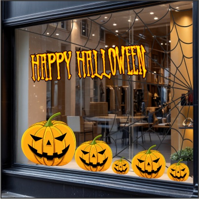 naklejka helloween dynia na witrynę sklepowąi
